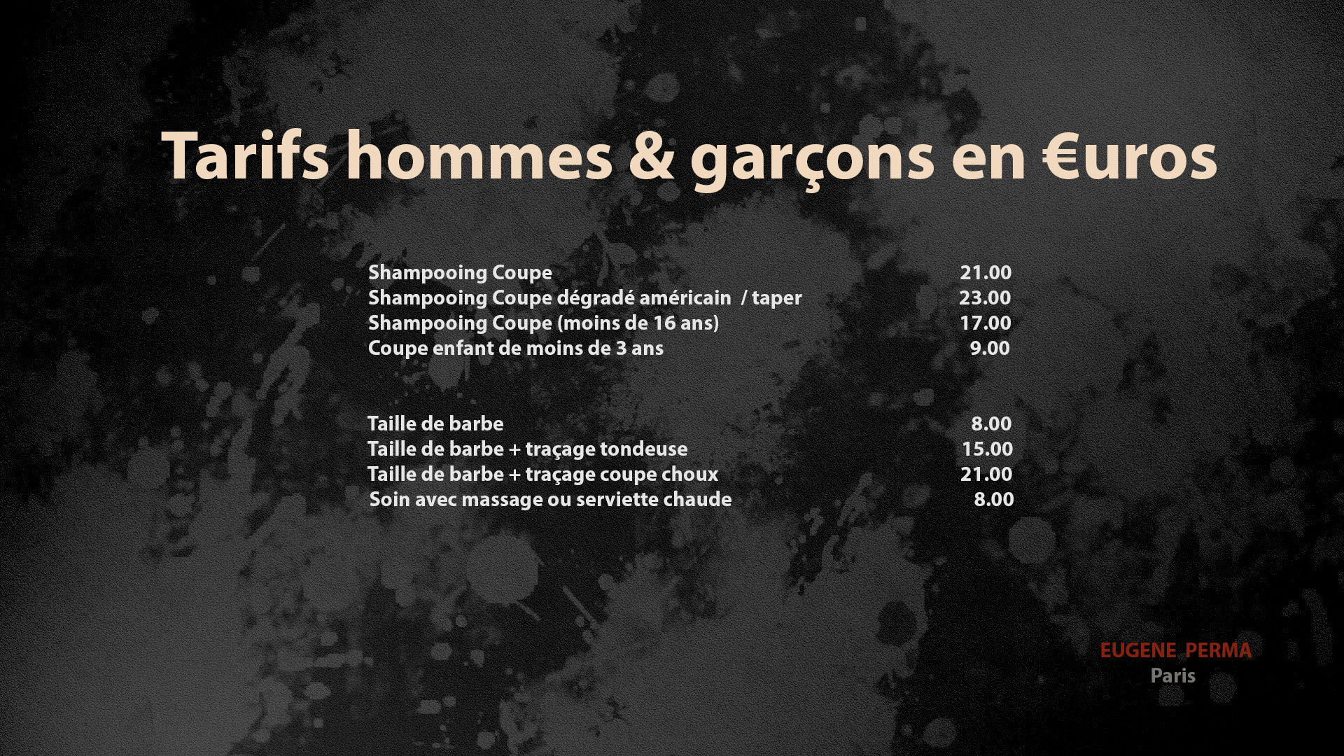 Tarifs hommes 4 2025
